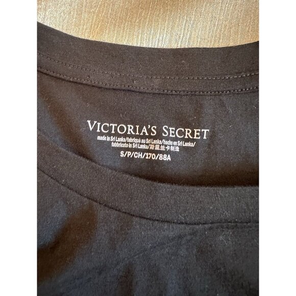 NEW Victoria Secret T-Shirt Top‎ Glitter Graphic Short Sleeve Black Sz Small Y2K - Picture 5 of 7